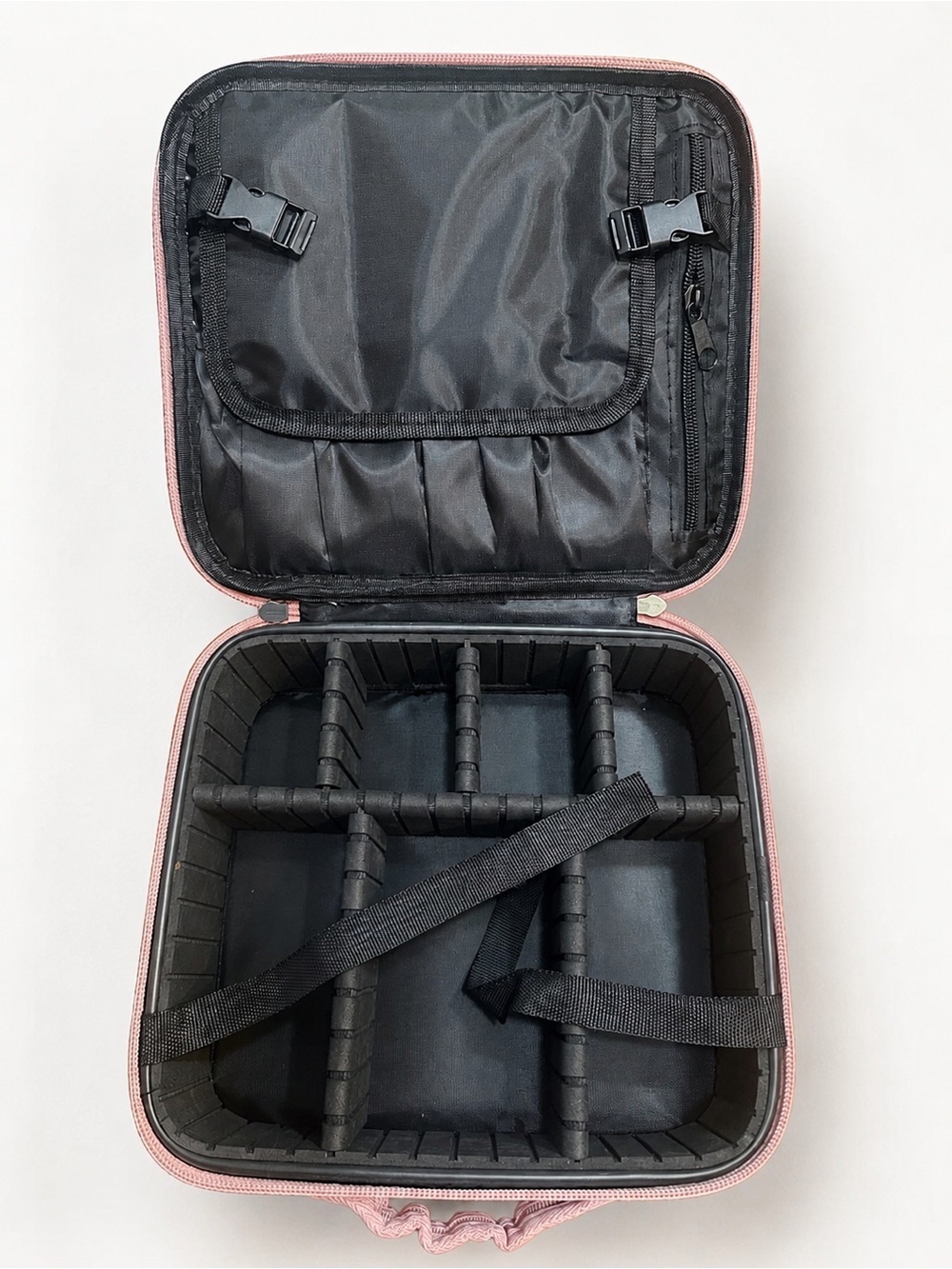 🌸 Pink Travel Makeup Train Case Cosmetic Organizer w Moveable Compartments